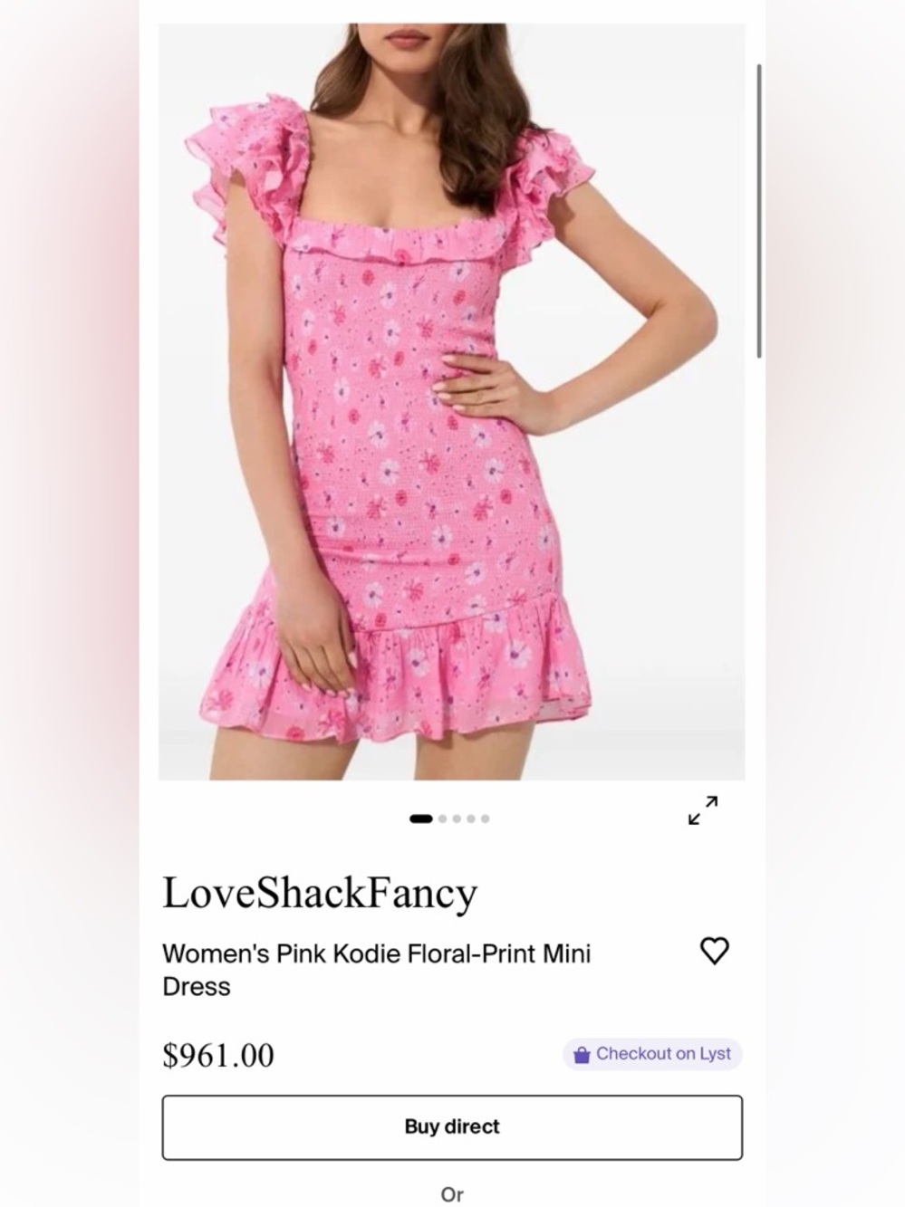 LoveShackFancy ' Pink Floral Ruffle Mini Dress